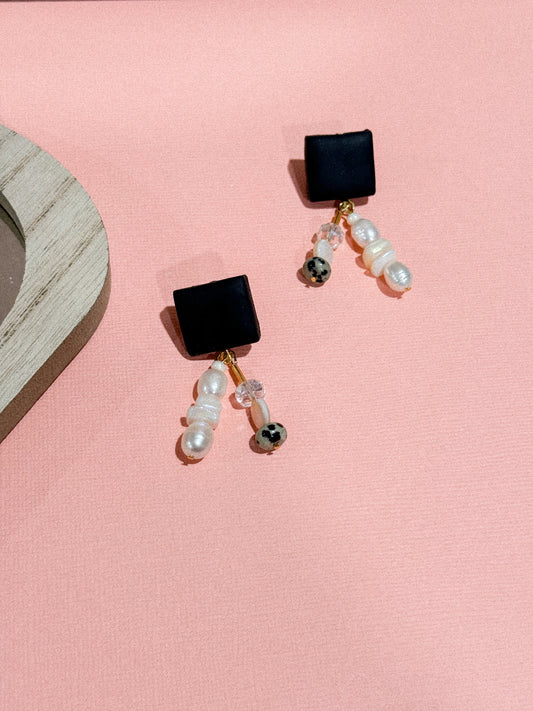 Square Beaded Drop Earrings