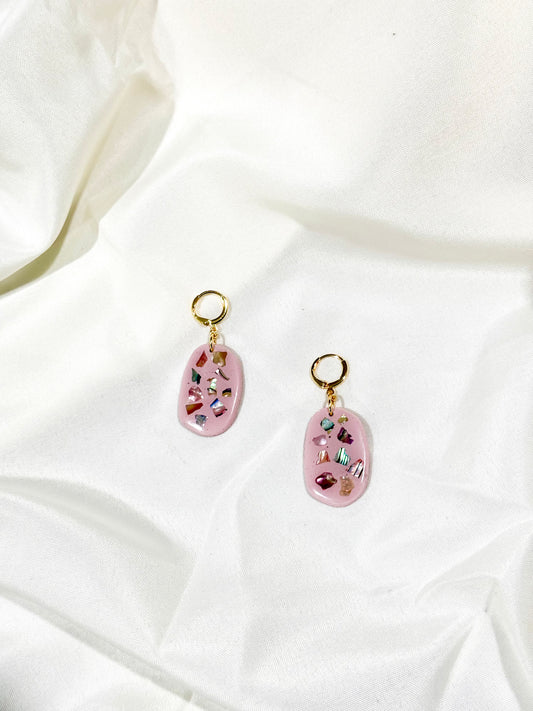 Mini Lilac Abalone Shell Earrings