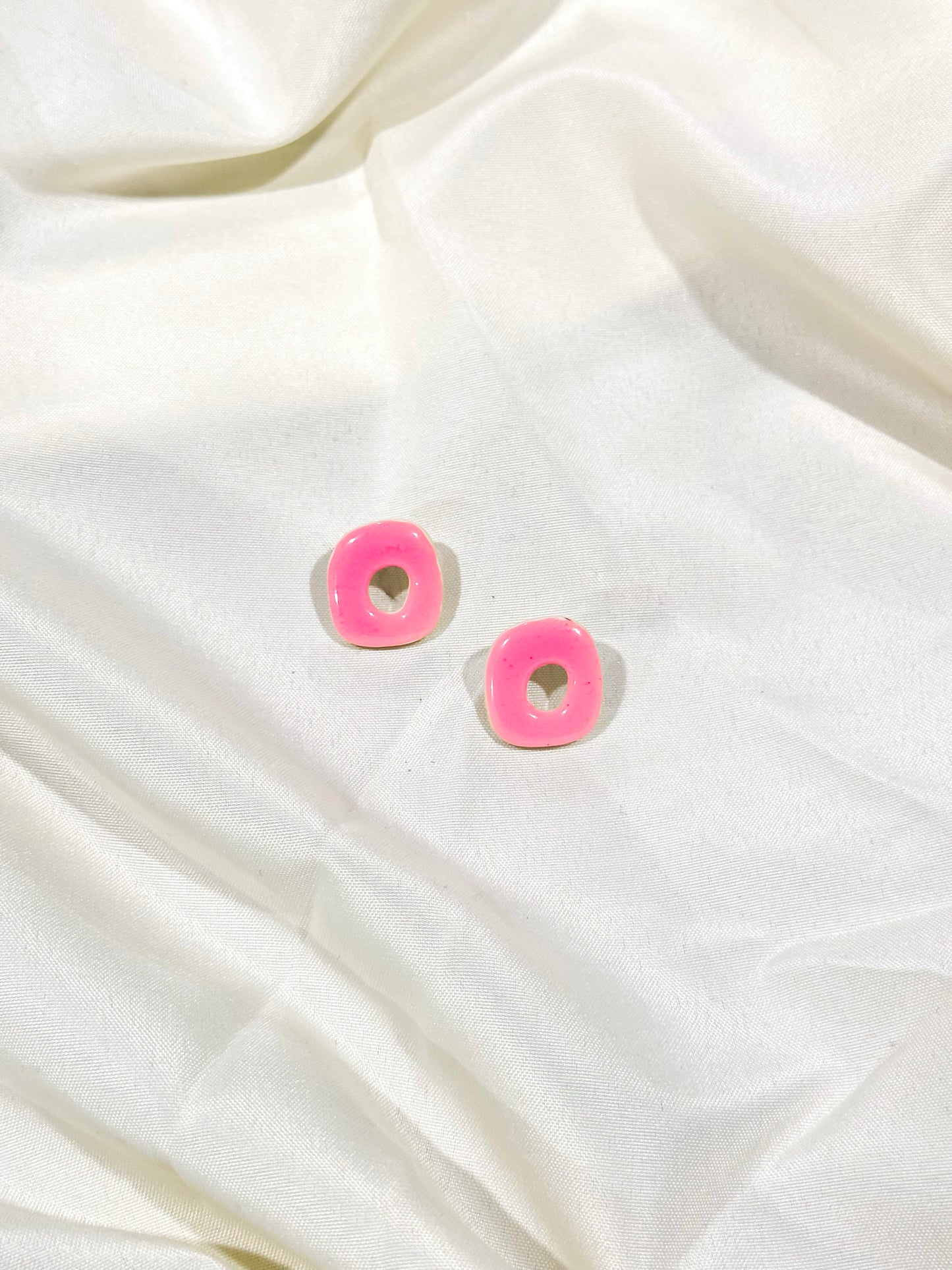 Pink Jelly Abstract Circle Studs