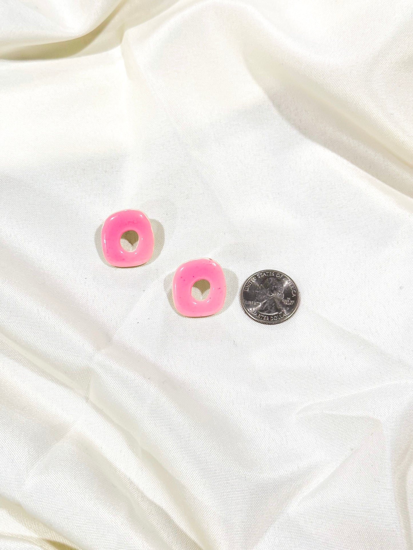 Pink Jelly Abstract Circle Studs